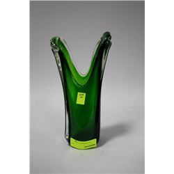 GREEN ART GLASS VASE