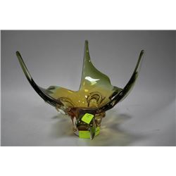 AMBER GLASS ART DISH