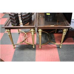 PAIR OF WOOD AND METAL SHOWHOME END TABLES