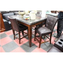 GRANITE DINING ROOM TABLE WITH 4 LEATHER