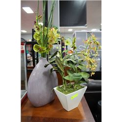 2 SHOWHOME VASES W ARTIFICIAL FLOWERS