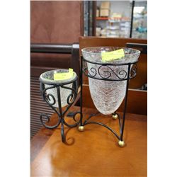 2 CRACKLE VASES