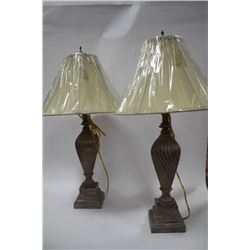 PAIR OF GOLD/SILVER TONED DESIGNER LAMPS