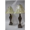 Image 1 : PAIR OF GOLD/SILVER TONED DESIGNER LAMPS