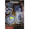 Image 1 : TRAY OF BLUE & WHITE DISHES