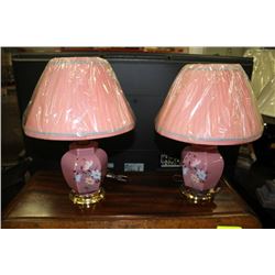 2 PINK FLORAL LAMPS