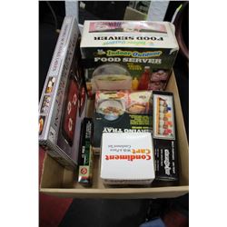 BOX OF OUTDOOR FOOD SERVING CONTAINERS