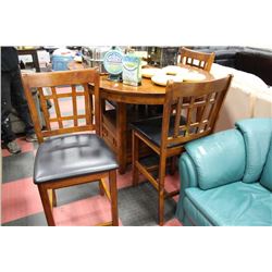 SOLID WOOD PUB-STYLE TABLE W/ LEAF &