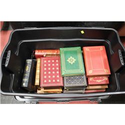 TOTE OF FRANKLIN MINT LEATHER BOUND BOOKS