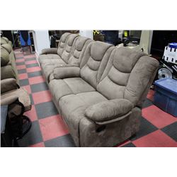 MICROFIBRE RECLINING SOFA W LOVE SEAT (SMALL TEAR