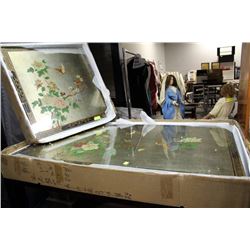 HAND PAINTED SILVER LEAF COFFE TABLE & END TABLE