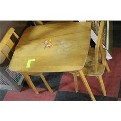 CHILD'S 1950'S WOODEN TABLE & CHAIRS
