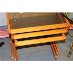ESTATE TEAK AND GLASS 3 PC NESTING SET