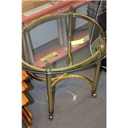 ESTATE BRASS AND GLASS END TABLE