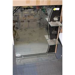 6408  BLACK ETCHED MIRROR W BUILT IN SHELVES W