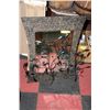 Image 1 : BUBBLED IRON FRAMED MIRROR SOLD WITH IRON WALL