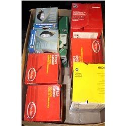 BOX OF AUTO LAMPS AND FUEL FILTERS