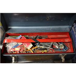 BLUE METAL TOOL BOX W CONTENTS