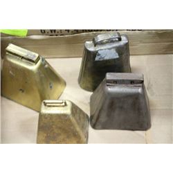 BOX OF 4 ASSORTED VINTAGE COWBELLS