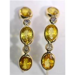 14K GOLD ORANGE SAPPHIRE(4.2CT) & DIAMOND(0.22CT)