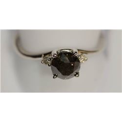 14K WHITE GOLD BLACK DIAMOND(1.2CT) & WHITE
