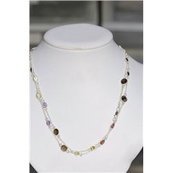 STERLING SILVER MULTI-GEMSTONE(17.0CT) NECKLACE