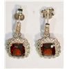 Image 1 : STERLING SILVER GARNET & DIAMOND EARRINGS