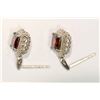 Image 2 : STERLING SILVER GARNET & DIAMOND EARRINGS