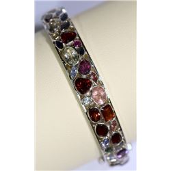 STERLING SILVER MULTI GEMSTONE(20.0CT) BANGLE