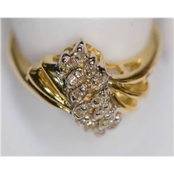 10K GOLD DIAMOND(0.16CT) SWIRL STYLE CLUSTER RING