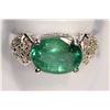 Image 2 : 14K WHITE GOLD EMERALD(3.2CT) & 12 SIDE DIAMONDS.