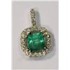 Image 1 : 14K WHITE GOLD EMERALD(0.42CT) & 23 SIDE DIAMONDS