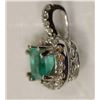 Image 2 : 14K WHITE GOLD EMERALD(0.42CT) & 23 SIDE DIAMONDS