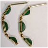 Image 2 : 14K GOLD EMERALD(3.5CT) & DIAMOND(0.11CT) EARRINGS
