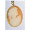 Image 1 : 14K GOLD CAMEO SHELL & DIAMOND PENDANT