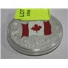 Image 1 : 2015 .999 SILVER $25 COIN WITH CANADIAN FLAG