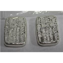 ONE TROY OUNCE .999 HAND POURED SILVER BAR X2