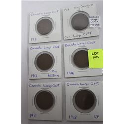 CANADA LARGE CENTS 1911-1918 X 6