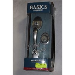 WEISER KEYED HANDLE SET - SOLID BRASS
