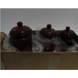 BOX W/ 14-PIECE MILK, SUGAR & 4 DECANTER