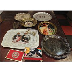 BOX OF ASST METAL TRAYS, DISHES & TRINKET BOXES
