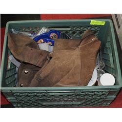 GREEN CRATE W/ WELDING & SHOP SUPPLIES