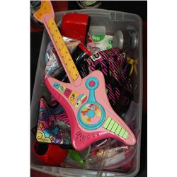 BIN W/ KIDS TOYS - GUITAR, KITCHENETTE SET,