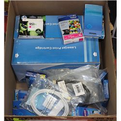 BOX OF ASSORTED CABLES & CARTRIDGES