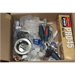 BOX OF MISCELLANEOUS PLUMBING SUPPLIES