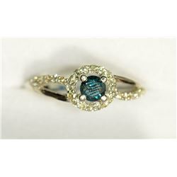 14K GOLD BLUE DIAMOND (0.32CT) & WHITE DIAMOND