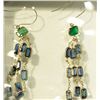 Image 1 : 14K GOLD EMERALD (1CT) & SAPPHIRE (6.3CT) EARRINGS
