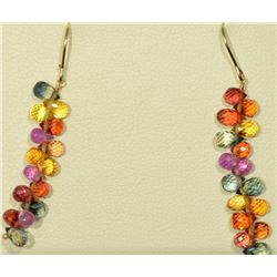 14K GOLD FANCY COLOR SAPPHIRE (8.2CT) EARRINGS