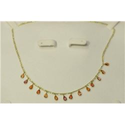 10K GOLD DARK-ORANGE SAPPHIRE (7CT) NECKLACE