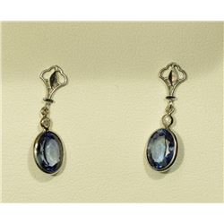 14K GOLD TANZANITE & DIAMOND (0.1CT) EARRINGS